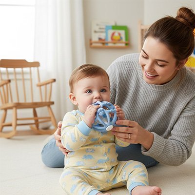 Hochet Sensoriel en silicone Naturel | Éveil Bébé - lesirreductiblesbabys.com